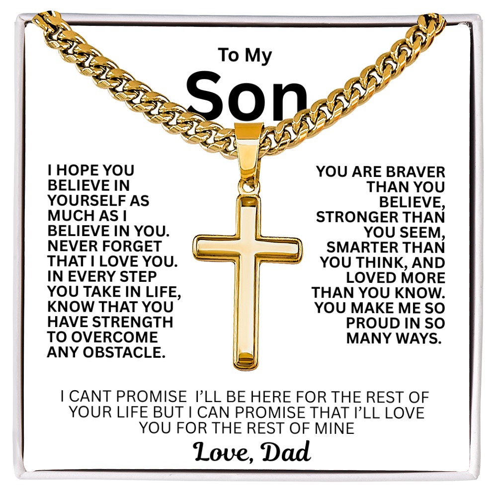 A symbol of devotion and power for Son "Artisan Cross w/ Cuban Link Chain"