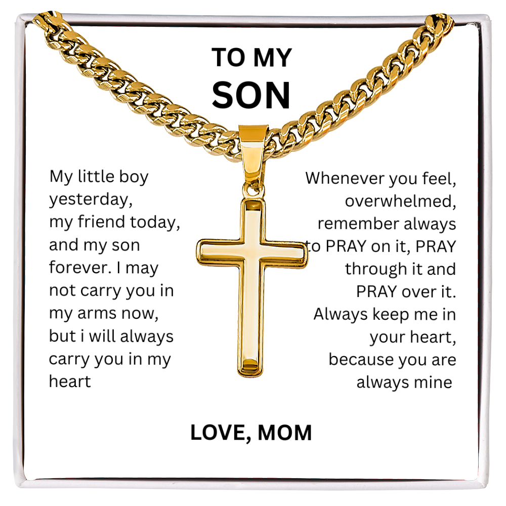 A symbol of devotion and power for Son "Artisan Cross w/ Cuban Link Chain"