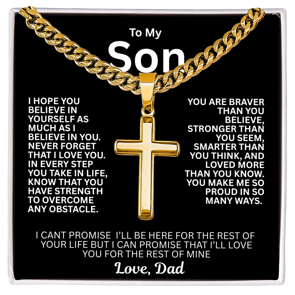 Symbolic Gift for Son "Artisan Cross w/ Cuban Link Chain"