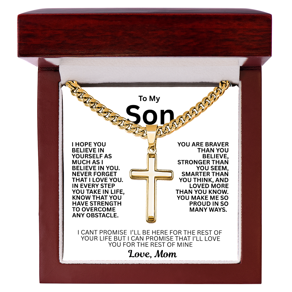 A symbol of devotion and power for Son "Artisan Cross w/ Cuban Link Chain"