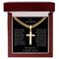 A Divine symbol of faith in Christ for "Your Husband"; Artisan Cross w/ Cuban Chain